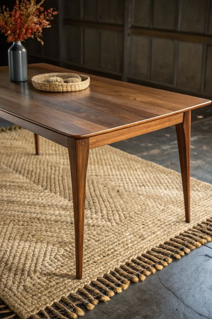 Solid teak sleek design 4 seater dining table